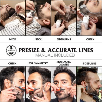 Manecode Beard Guide Tool for Trimming - Shaper Stencil Template for Men’s Shaving with Fully Approved Lines Design