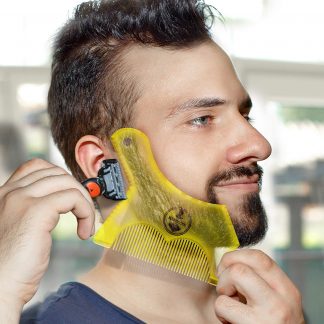 Template Shaper Tool for Beard Shaping - Guide for Men's Beard Styling and Grooming with Fully Approved Lines Design, Extra Slim Edge and Full Transparent Control (Yellow)